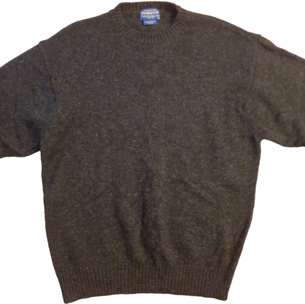 Men's Large Gray Pendleton Shetland Wool Sweater Crewneck Knit